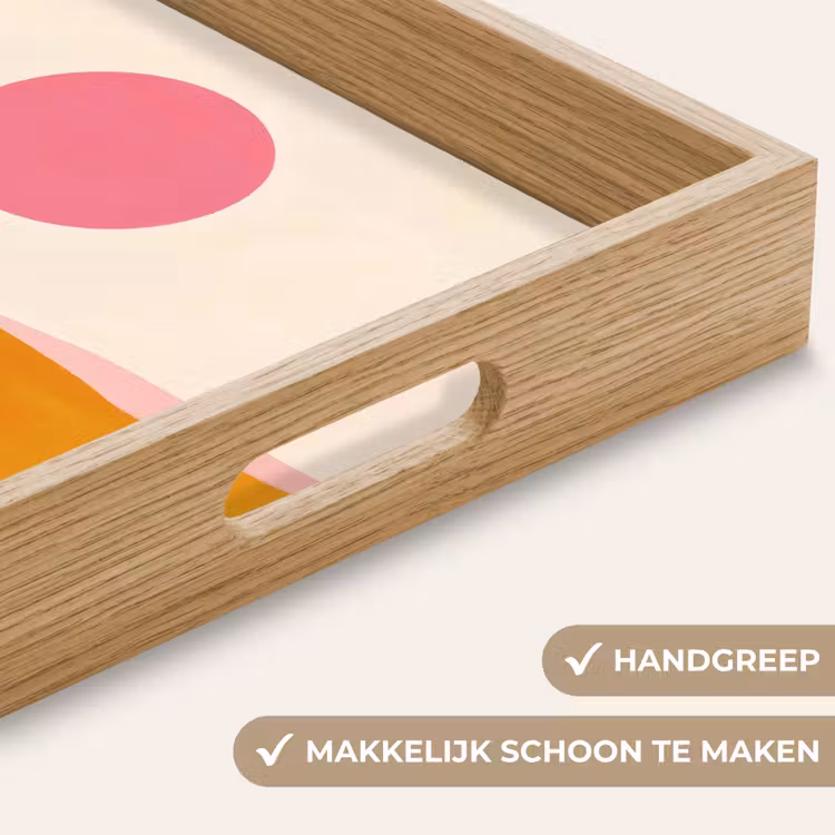 Zon - Heuvels - Abstract - Roze Dienblad Rechthoek middel -USP_HandgreepNL