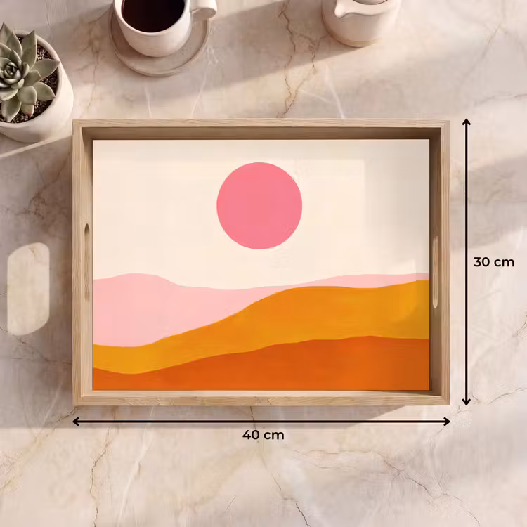 Zon - Heuvels - Abstract - Roze Dienblad Rechthoek middel -USP_Formaat