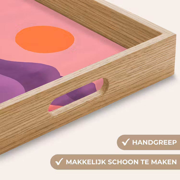 Zon - Heuvels - Paars - Abstract Dienblad Rechthoek middel -USP_HandgreepNL