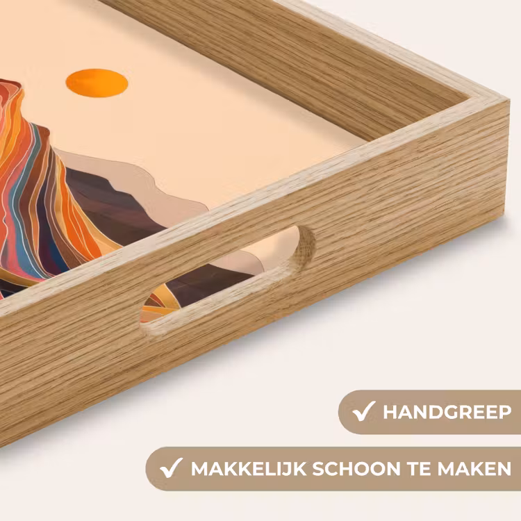 Zon - Kleurrijk landschap - Bergen Dienblad Rechthoek middel -USP_HandgreepNL