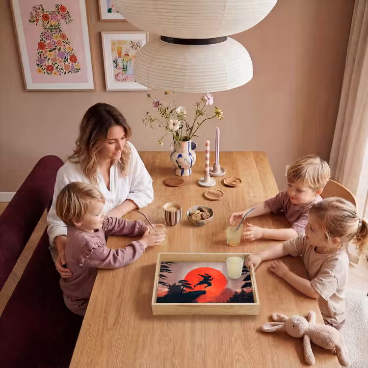 Zon - Krijger - Bomen - Bergen Dienblad Rechthoek middel -sfeer4