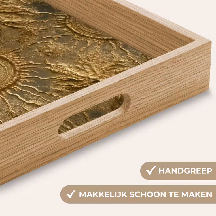Zon - Reliëf - Antiek - Goud Dienblad Rechthoek middel 911 -USP_HandgreepNL