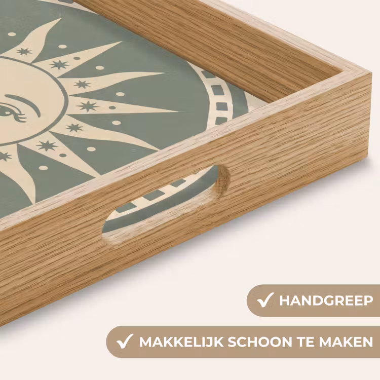 Zon - Sterren - Astrologie - Vintage - Groen Dienblad Rechthoek middel -USP_HandgreepNL