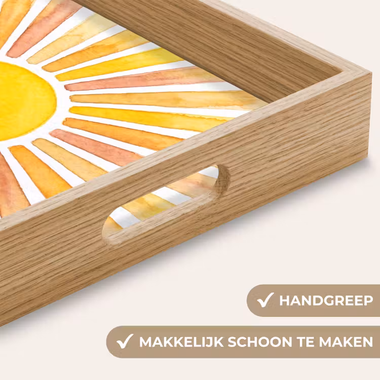 Zon - Stralen - Aquarel - Geel - Abstract Dienblad Rechthoek middel -USP_HandgreepNL