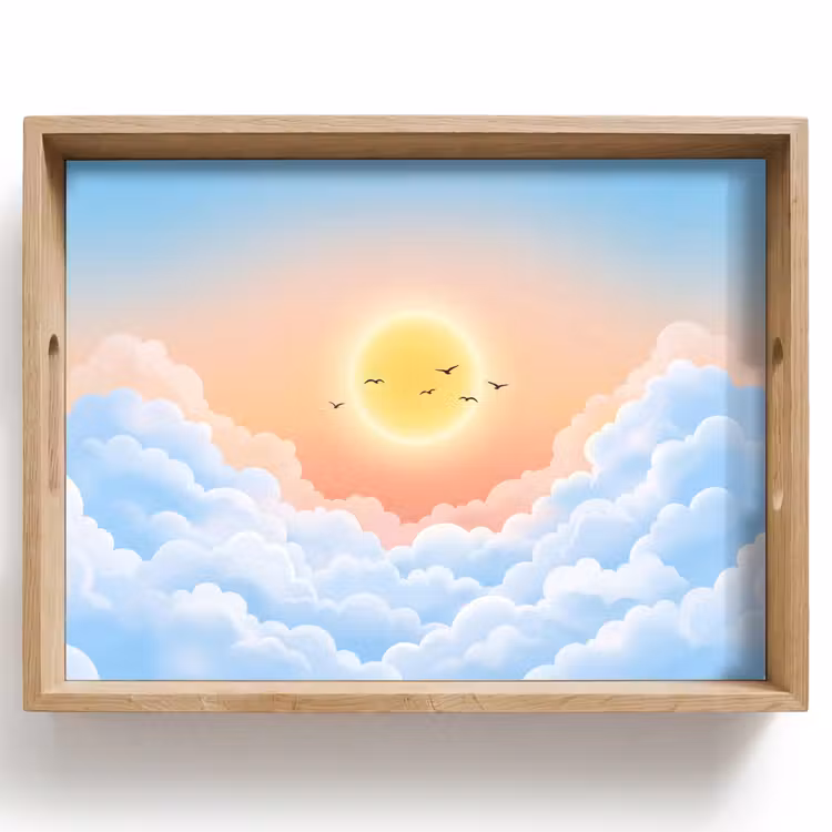 Zon - Vogels - Lucht - Natuur - Geel Dienblad Rechthoek middel -z3d_shopping
