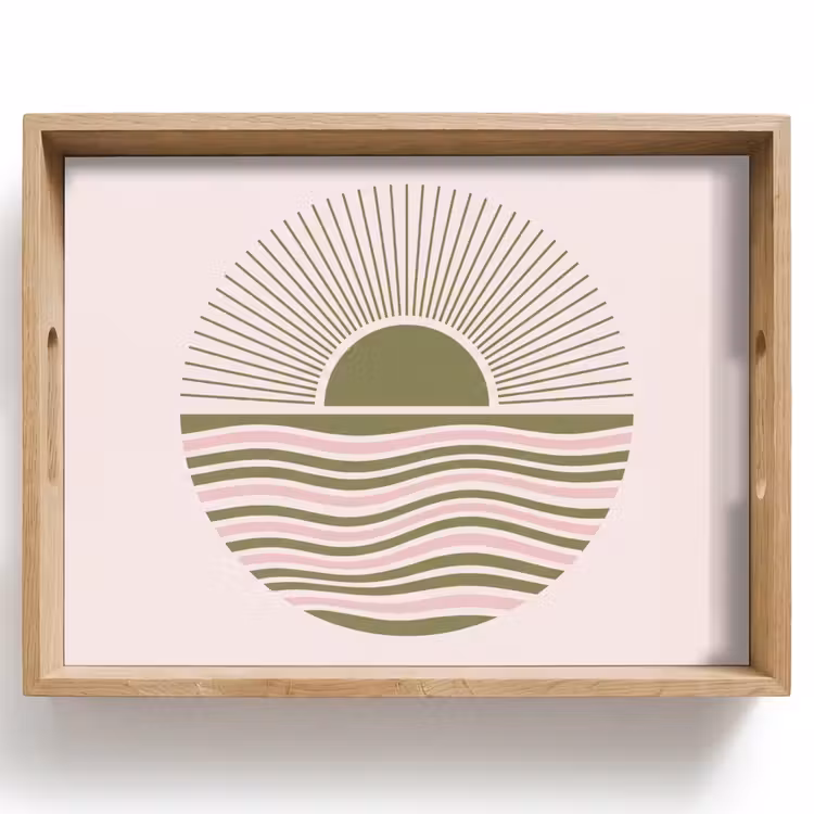 Zon - Zee - Abstract - Modern - Roze Dienblad Rechthoek middel -z3d_shopping