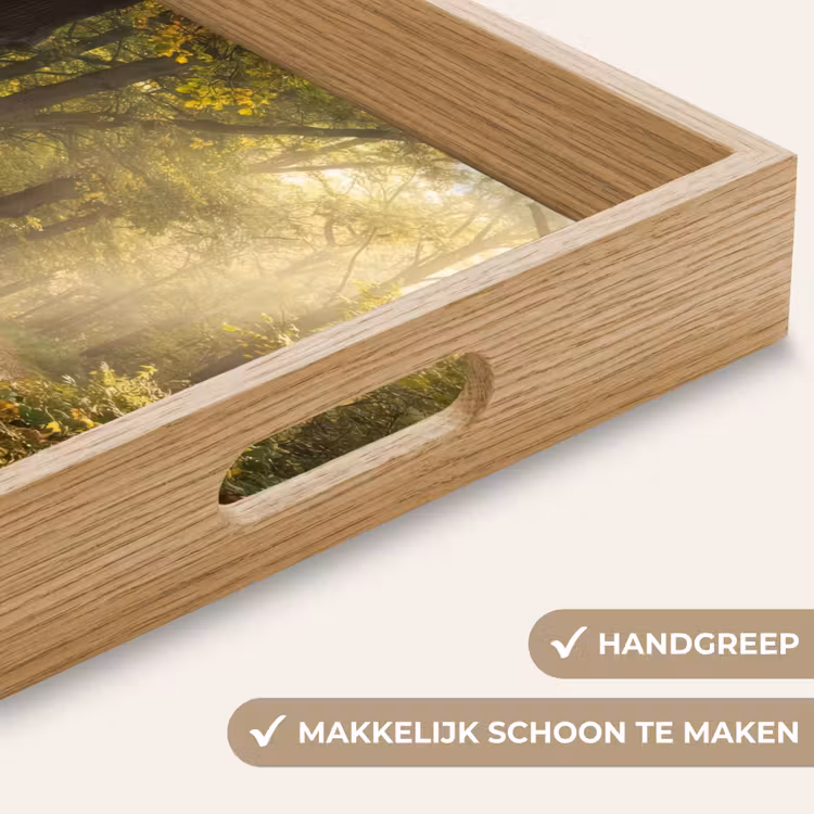 Zonlicht - Bospad - Bomen Dienblad Rechthoek middel -USP_HandgreepNL