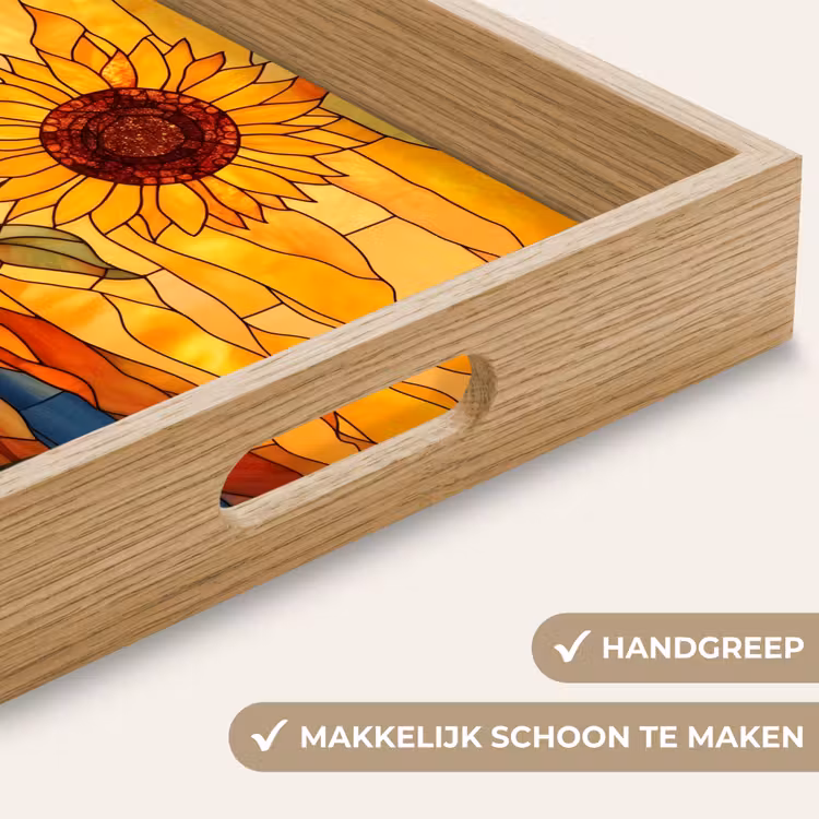 Zonnebloem - Mozaïek - Zonsondergang - Geel Dienblad Rechthoek middel -USP_HandgreepNL