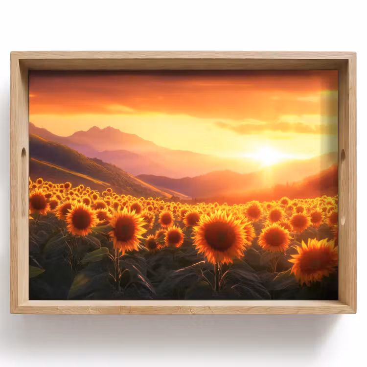 Zonnebloemen - Zonsondergang - Landschap Dienblad Rechthoek middel -z3d_shopping