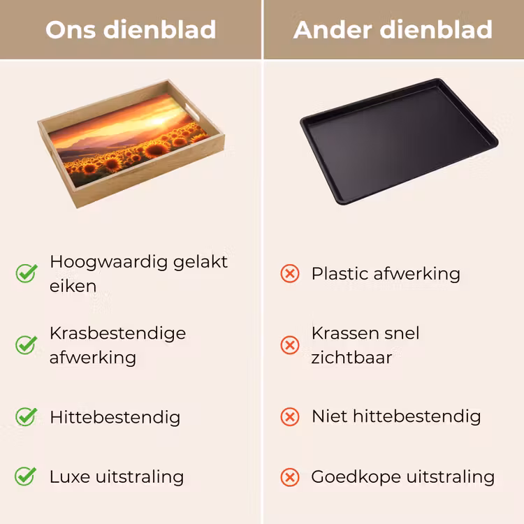 Zonnebloemen - Zonsondergang - Landschap Dienblad Rechthoek middel -USP_VergelijkingNL