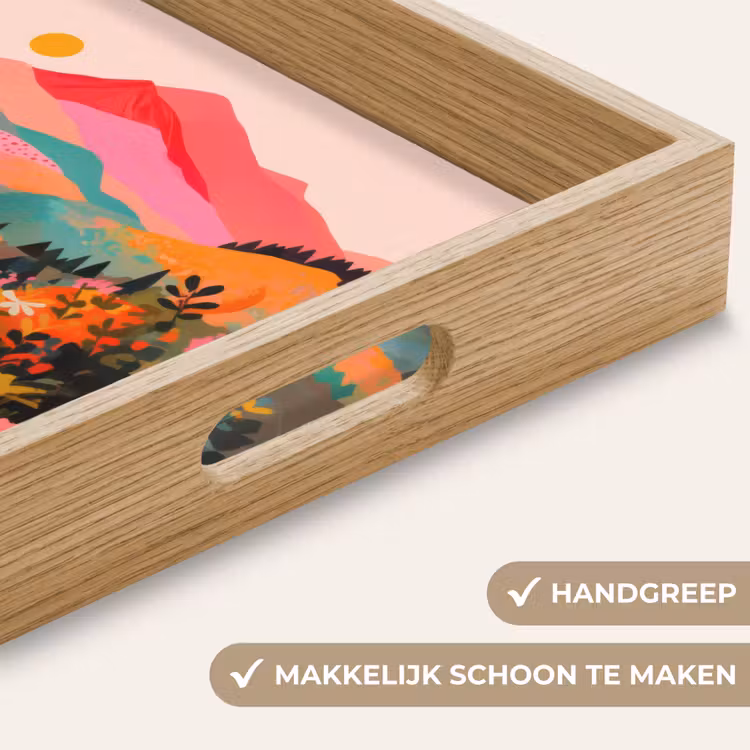 Zonsondergang - Bergvallei - Contrast Dienblad Rechthoek middel -USP_HandgreepNL