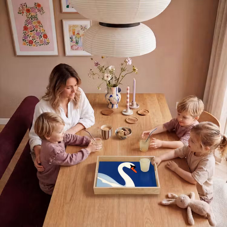 Zwaan - Wit - Snavel - Illustratie Dienblad Rechthoek middel -sfeer4