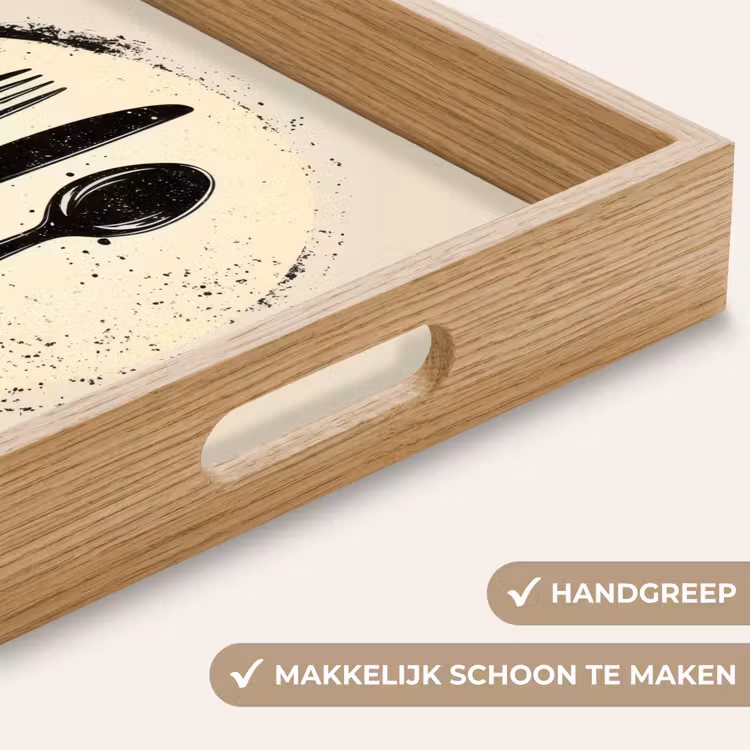 Zwart - Bestek - Rondje Dienblad Rechthoek middel -USP_HandgreepNL