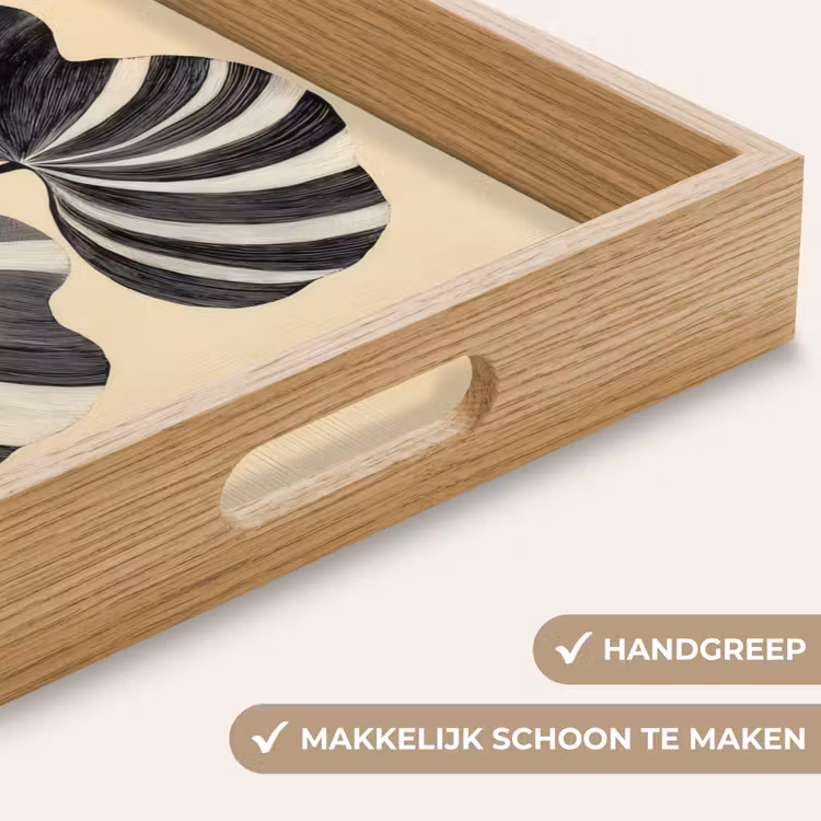 Zwart - Bladeren - Strepen - Minimalistisch Dienblad Rechthoek middel -USP_HandgreepNL