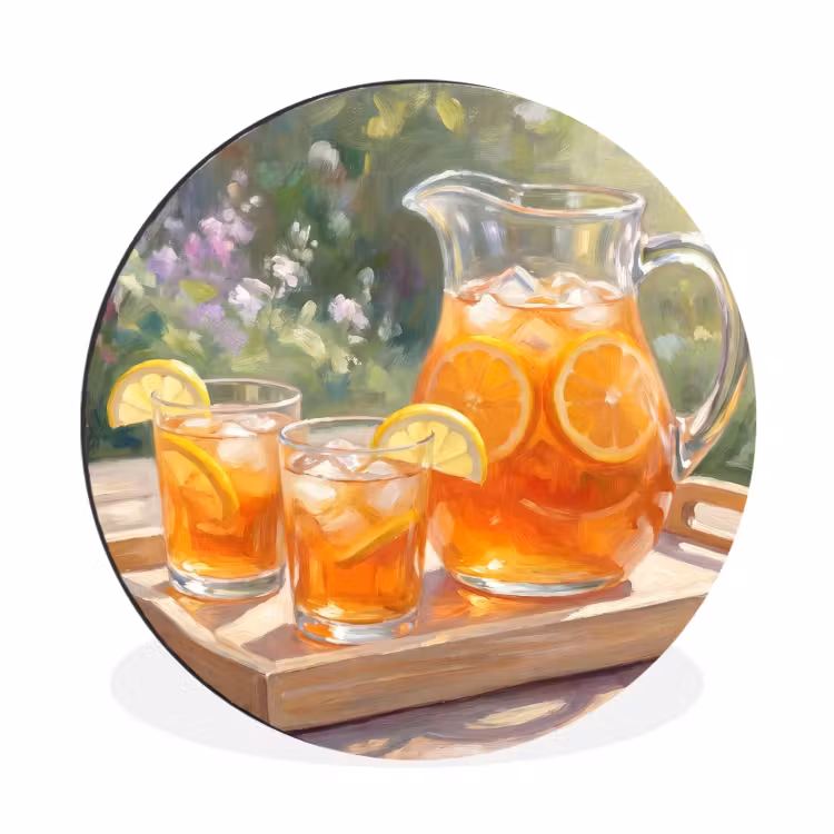 Drank - Citroen - Zomer - Tuin - Geel Wandcirkel aluminium klein -3d