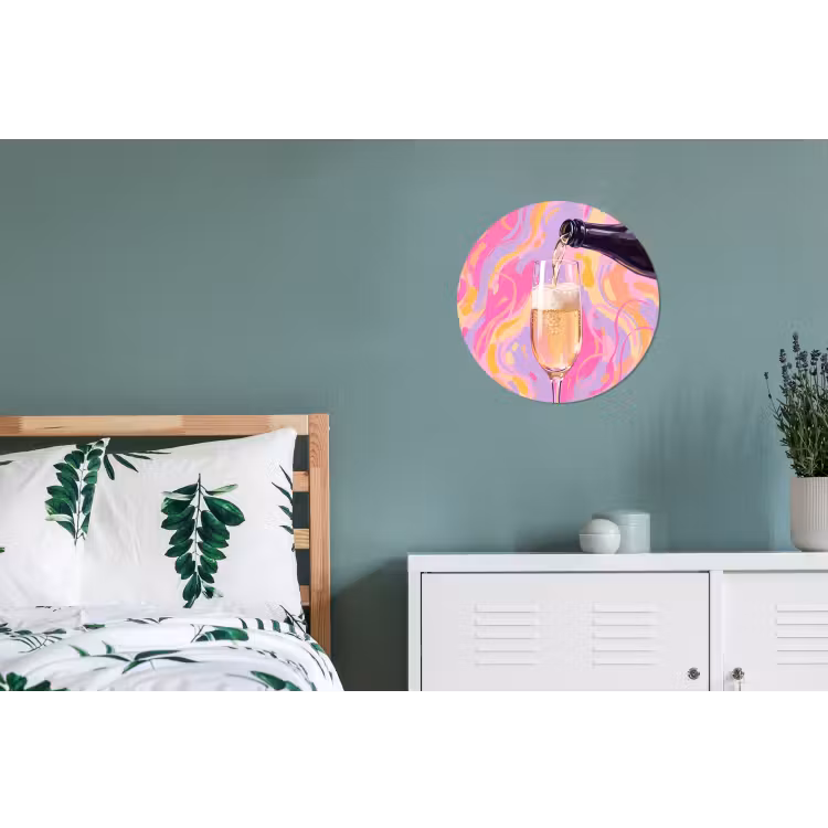 Drank - Inschenken - Feest - Abstract - Roze Wandcirkel aluminium klein -slaapkamer