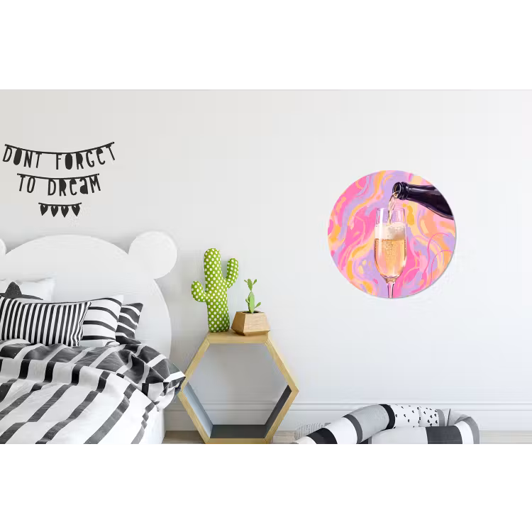 Drank - Inschenken - Feest - Abstract - Roze Wandcirkel aluminium klein -kinderkamer