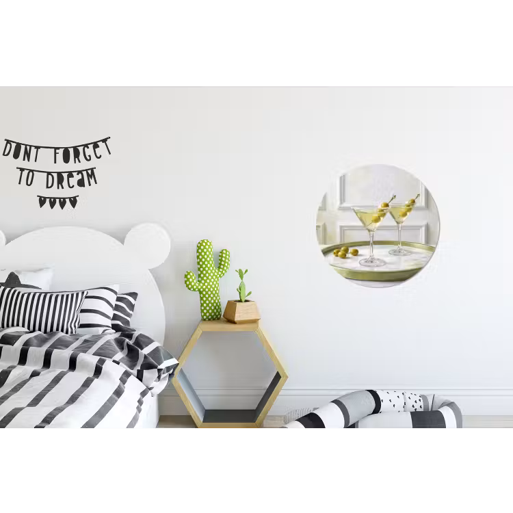 Drank - Martini - Olijven - Modern - Wit Wandcirkel aluminium klein -kinderkamer