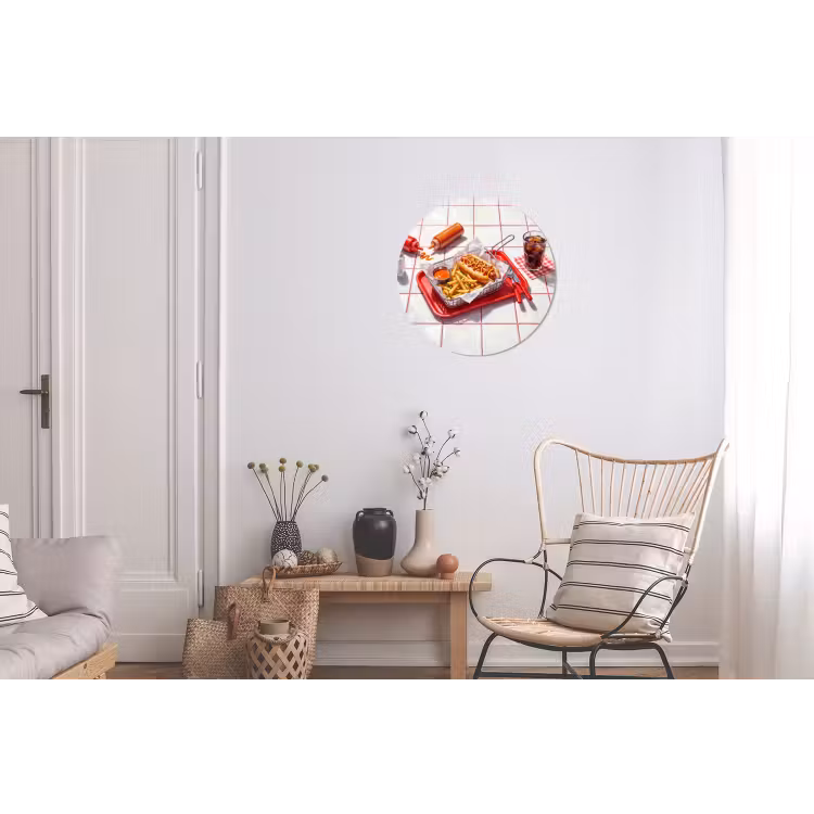 Eten - Hotdog - Fastfood - Modern - Rood Wandcirkel aluminium klein -woonkamer