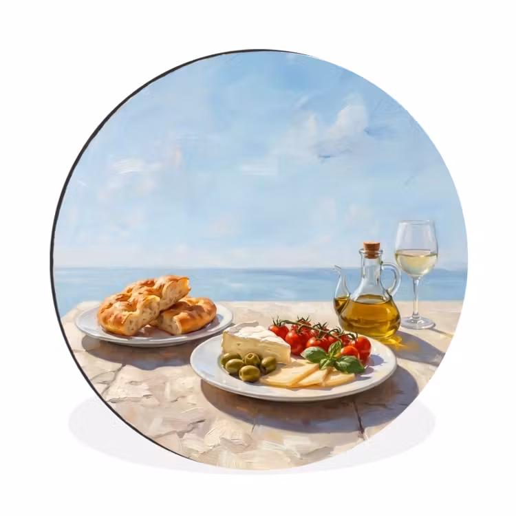 Eten - Middellandse Zee - Natuur - Geschilderd Wandcirkel aluminium klein -3d