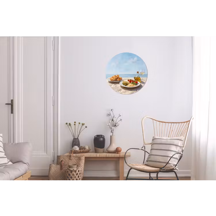 Eten - Middellandse Zee - Natuur - Geschilderd Wandcirkel aluminium klein -woonkamer