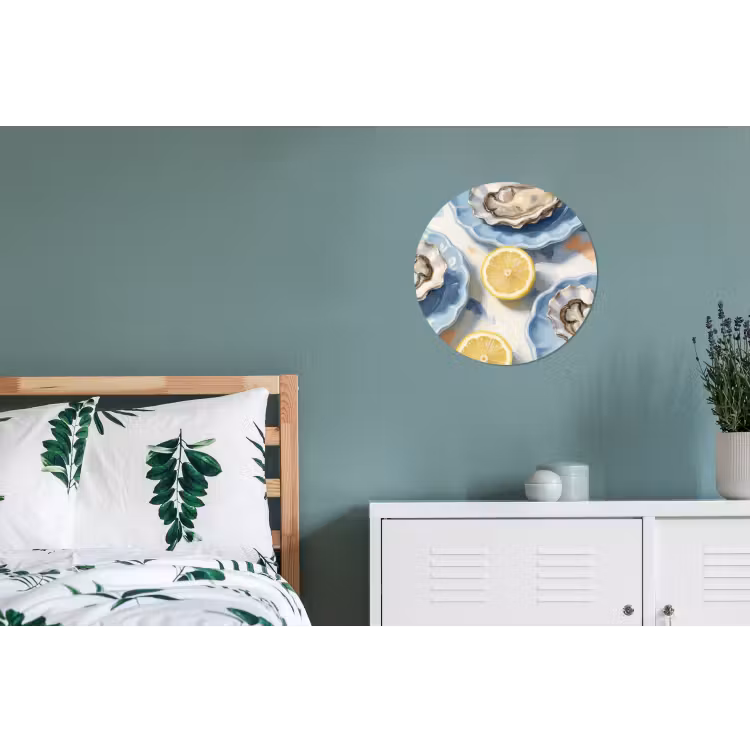 Eten - Oesters - Citroenen - Modern - Geel Wandcirkel aluminium klein -slaapkamer