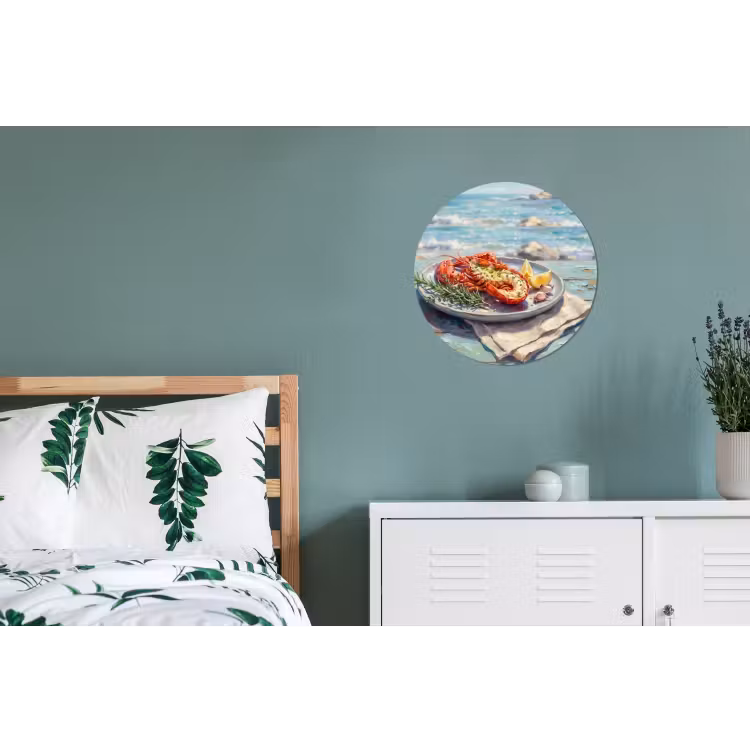 Eten - Zee - Kust - Modern - Blauw Wandcirkel aluminium klein -slaapkamer