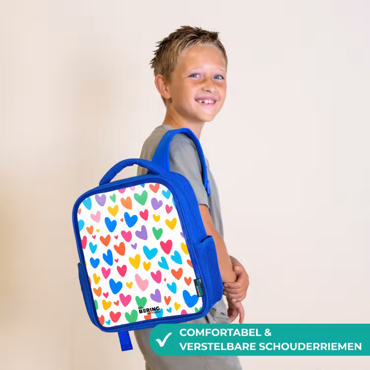 Gekleurde hartjes Kinderrugzak - Blauw middel -sfeer3_NL