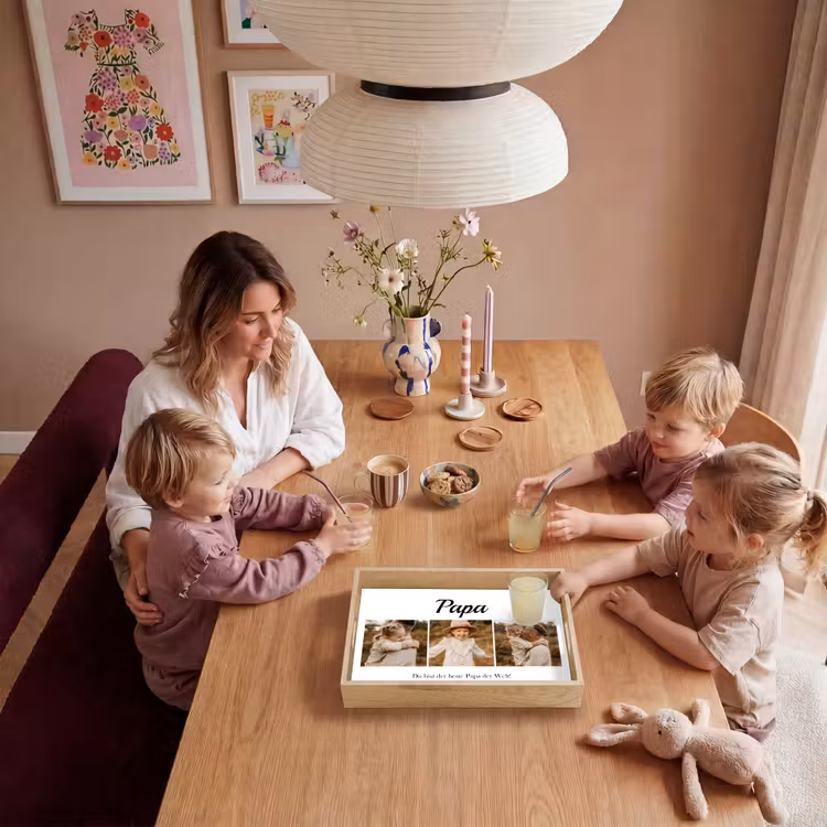 Papa - Fotocollage - 3 Fotos Dienblad Rechthoek middel -sfeer4