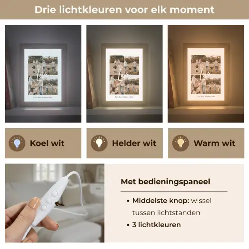 upload-69ddf9caeb83c-collage-4-fotos Light Box met kabel (Tafellamp) klein -USP_lichtkleurNL