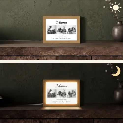 Mama - Fotocollage - 3 Foto's Light Box met kabel (Tafellamp) klein -sfeer3
