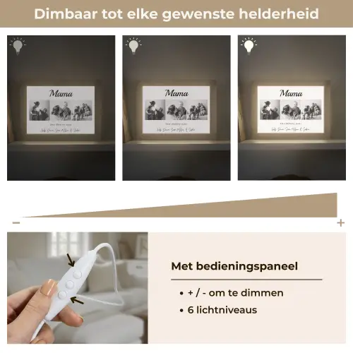 Mama - Fotocollage - 3 Foto's Light Box met kabel (Tafellamp) klein -USP_dimbaarNL