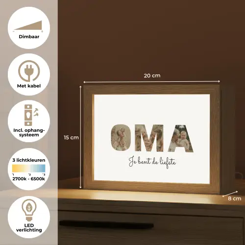 Oma - Lettercollage Light Box met kabel (Tafellamp) klein -USP_NL