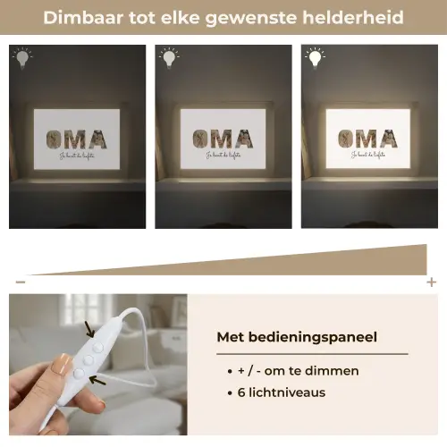 Oma - Lettercollage Light Box met kabel (Tafellamp) klein -USP_dimbaarNL