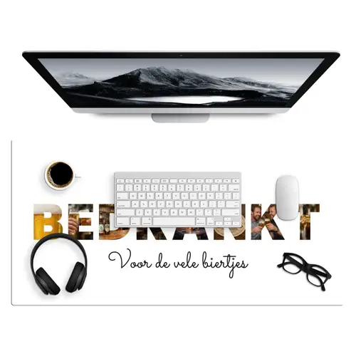 Bedrankt - Lettercollage Muismat XXL klein -3d