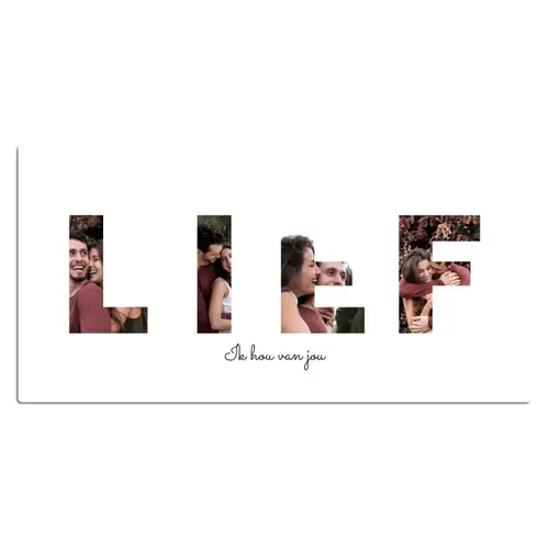Lief - Lettercollage Muismat XXL klein -3d_leeg