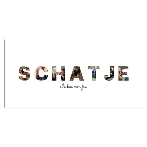 Schatje - Lettercollage Muismat XXL klein -3d_leeg