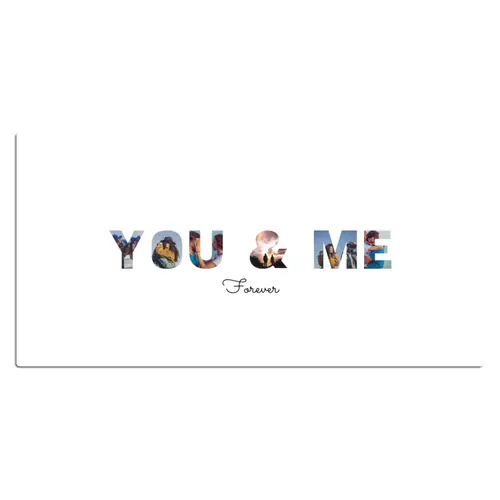 You & Me - Lettercollage Muismat XXL klein -3d_leeg