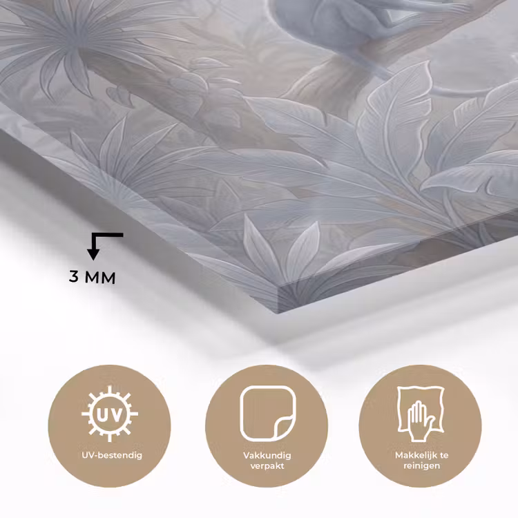 Aap - Boom - Jungle - Natuur - Grijs plexiglas 5mm klein -sfeer2