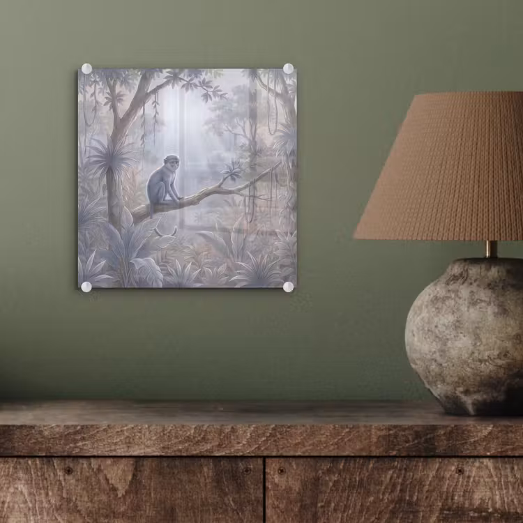 Aap - Boom - Jungle - Natuur - Grijs plexiglas 5mm klein -sfeer3