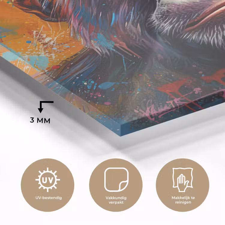 Aap - Gorilla - Graffiti - Dieren - Kleuren plexiglas 5mm klein -sfeer2