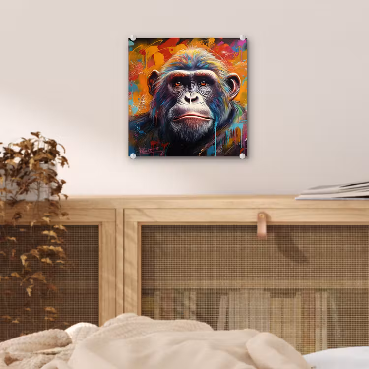 Aap - Gorilla - Graffiti - Dieren - Kleuren plexiglas 5mm klein -sfeer4