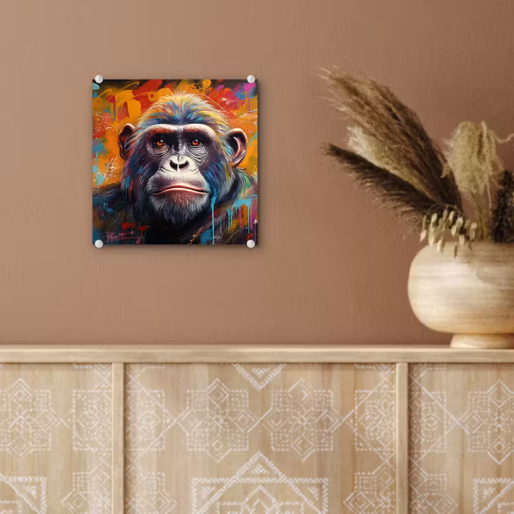 Aap - Gorilla - Graffiti - Dieren - Kleuren plexiglas 5mm klein -sfeer5