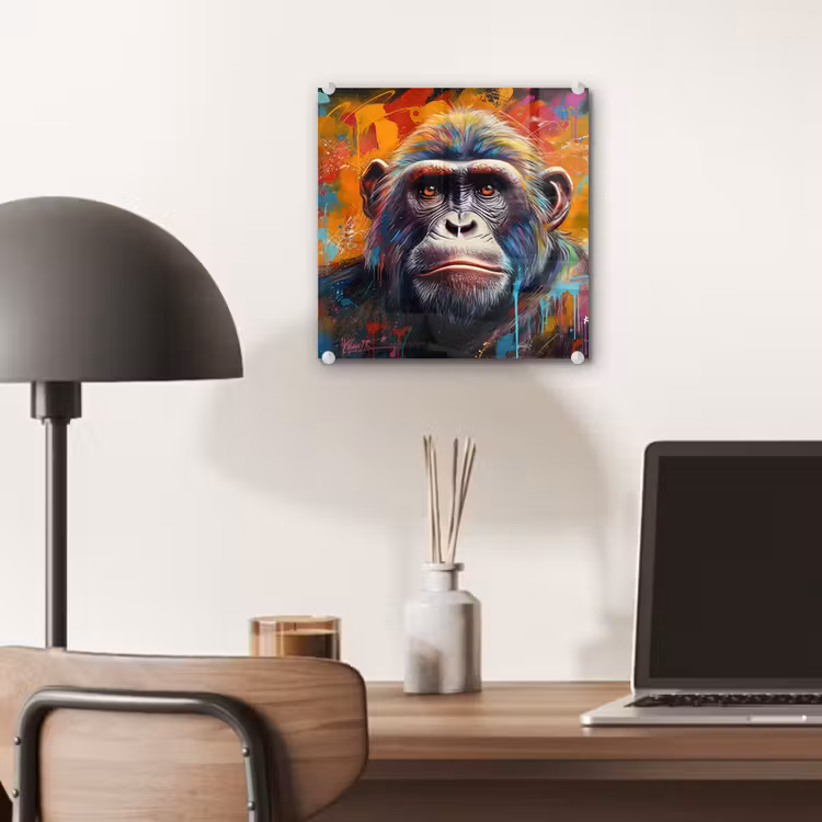 Aap - Gorilla - Graffiti - Dieren - Kleuren plexiglas 5mm klein -sfeer6