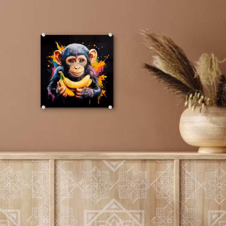 Aap - Graffiti - Kleurrijk - Bananen - Modern plexiglas 5mm klein -sfeer5
