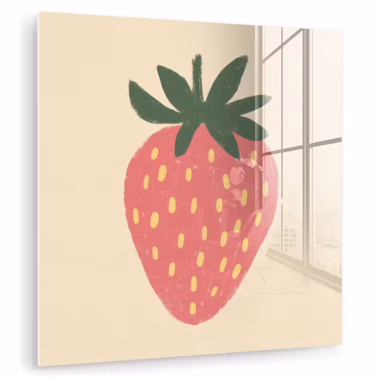 Aardbei - Minimalistisch - Rood - Fruit plexiglas 5mm klein -zzzproduct_nieuw