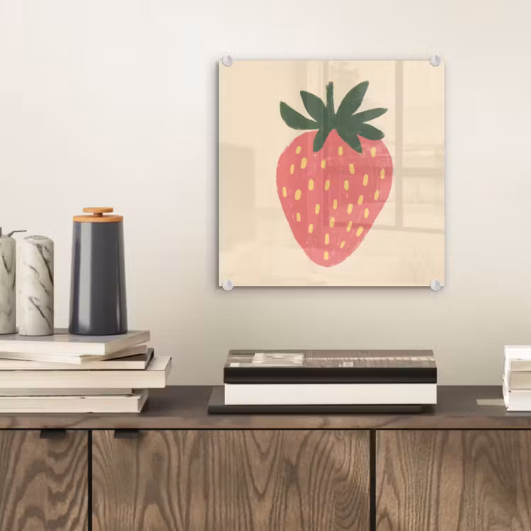 Aardbei - Minimalistisch - Rood - Fruit plexiglas 5mm klein -sfeer1