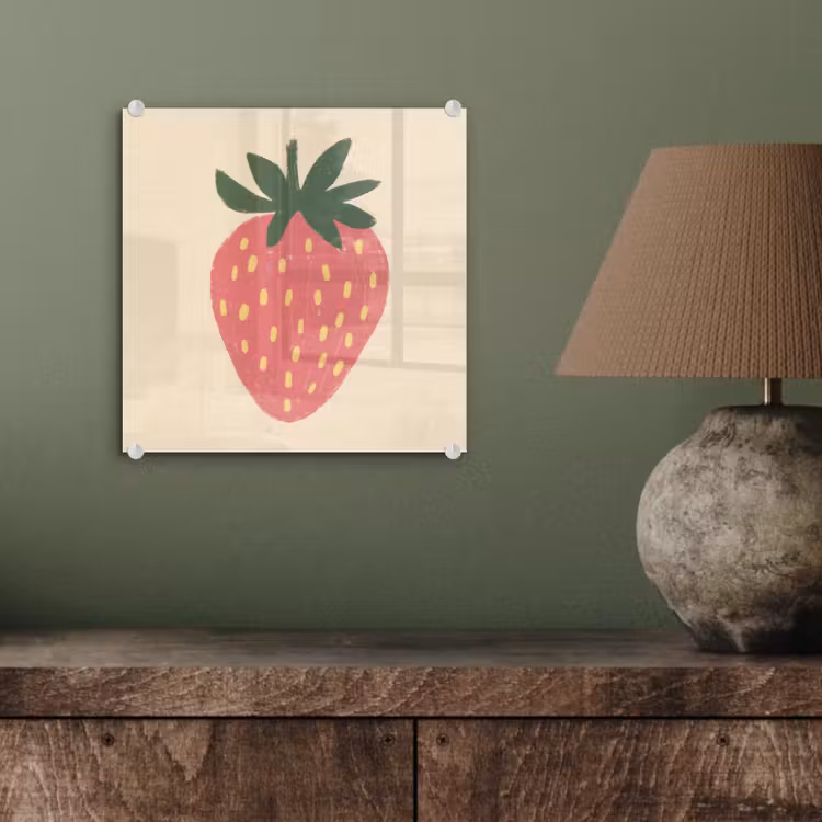 Aardbei - Minimalistisch - Rood - Fruit plexiglas 5mm klein -sfeer3