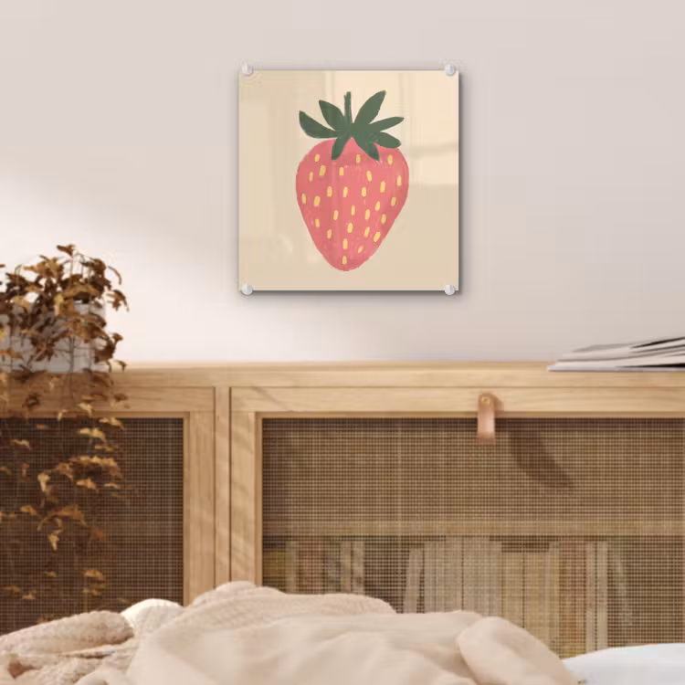 Aardbei - Minimalistisch - Rood - Fruit plexiglas 5mm klein -sfeer4