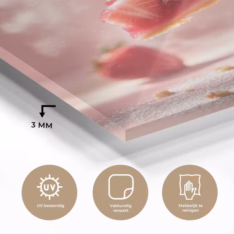 Aardbei - Taart- Eten - Roze plexiglas 5mm klein -sfeer2